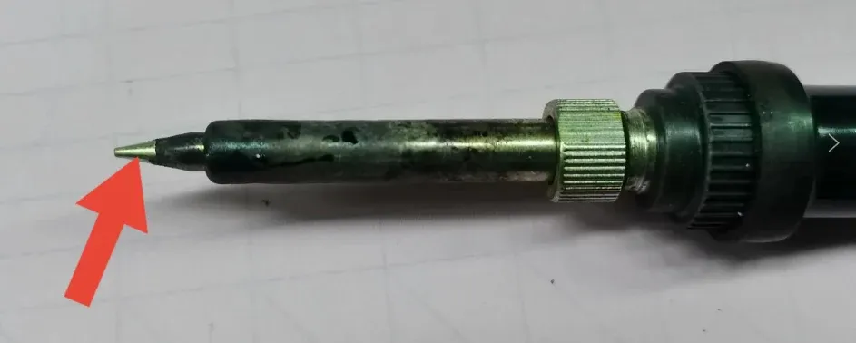 Soldering tip after cleaning in the matching archived training photograph
