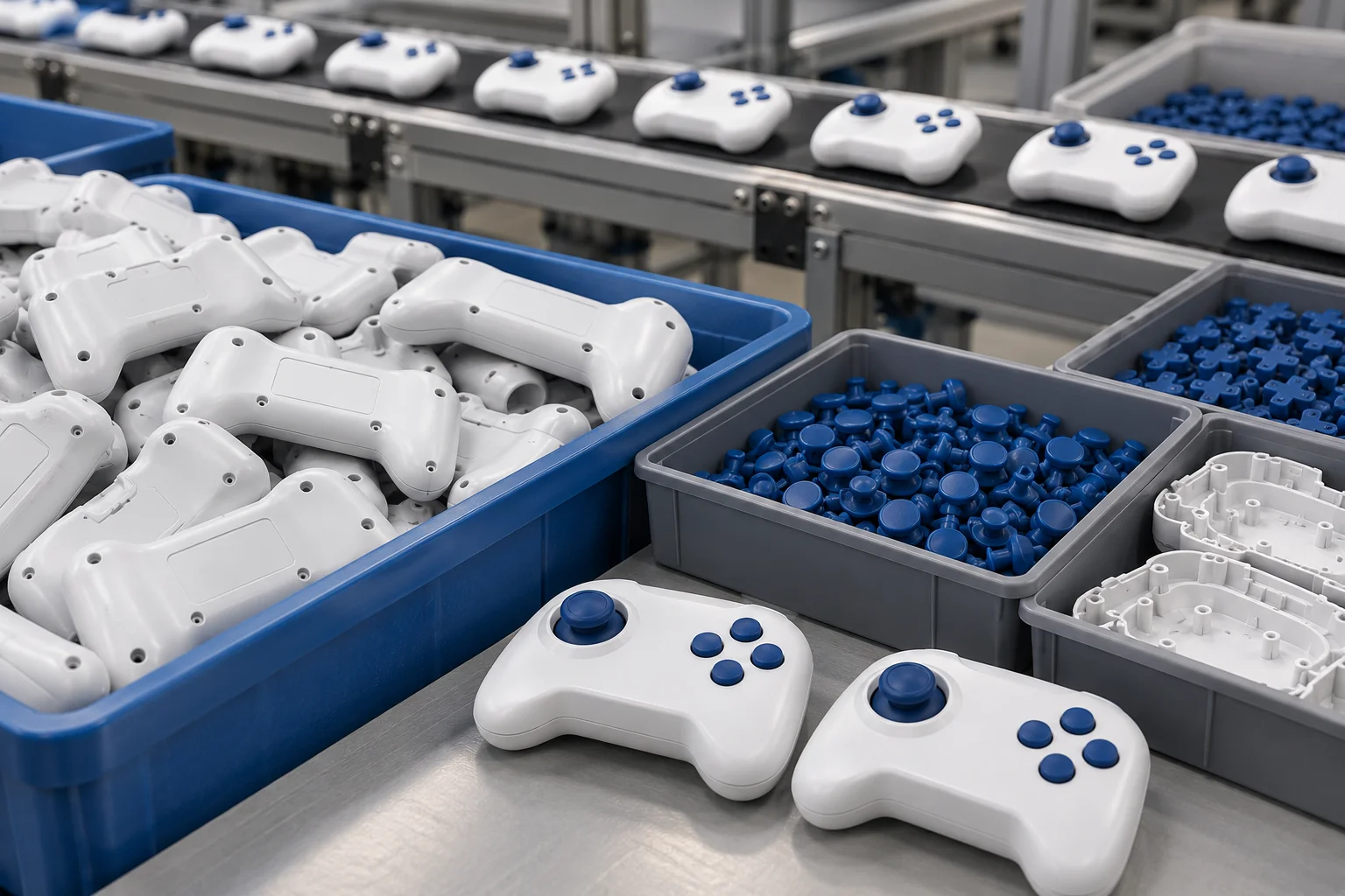 Concept image of simple electronic product housings prepared for high-volume assembly