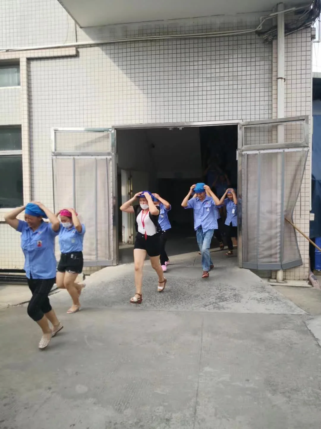 Factory fire-safety drill